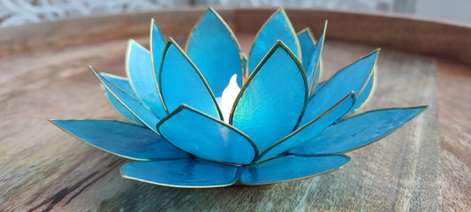 Eclairage Lotus 5° Chakra bleu & or