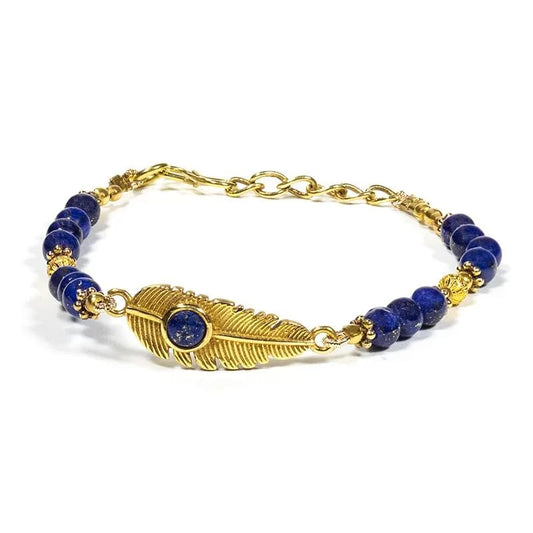 Bracelet plume avec lapis lazuli