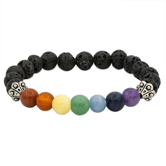 Bracelet 7 chakras en roche de lave